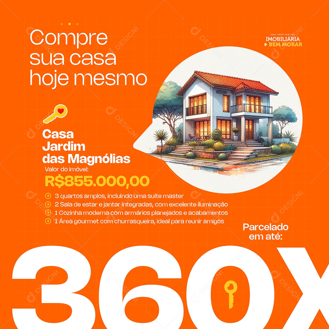 Compre Uma Casa e Ter Um Endereço Story Novo Imobiliária Social Media PSD Editável
