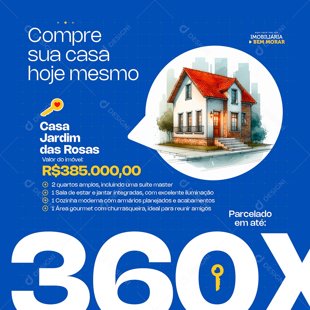 Comprar Uma Casa e Ter Um Endereço Novo Imobiliária Social Media PSD Editável