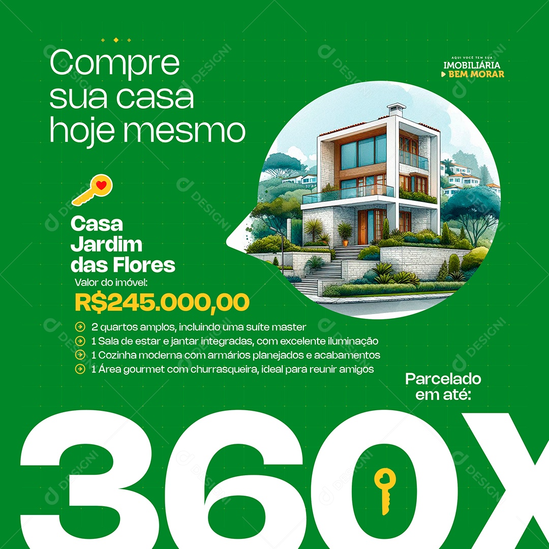 Você Merece Comprar Uma Casa e Ter Um Endereço Novo Imobiliária Social Media PSD Editável