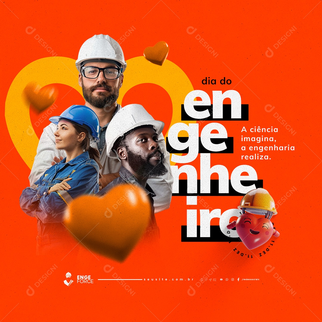 Dia do Engenheiro 11 de Dezembro Social Media PSD Editável