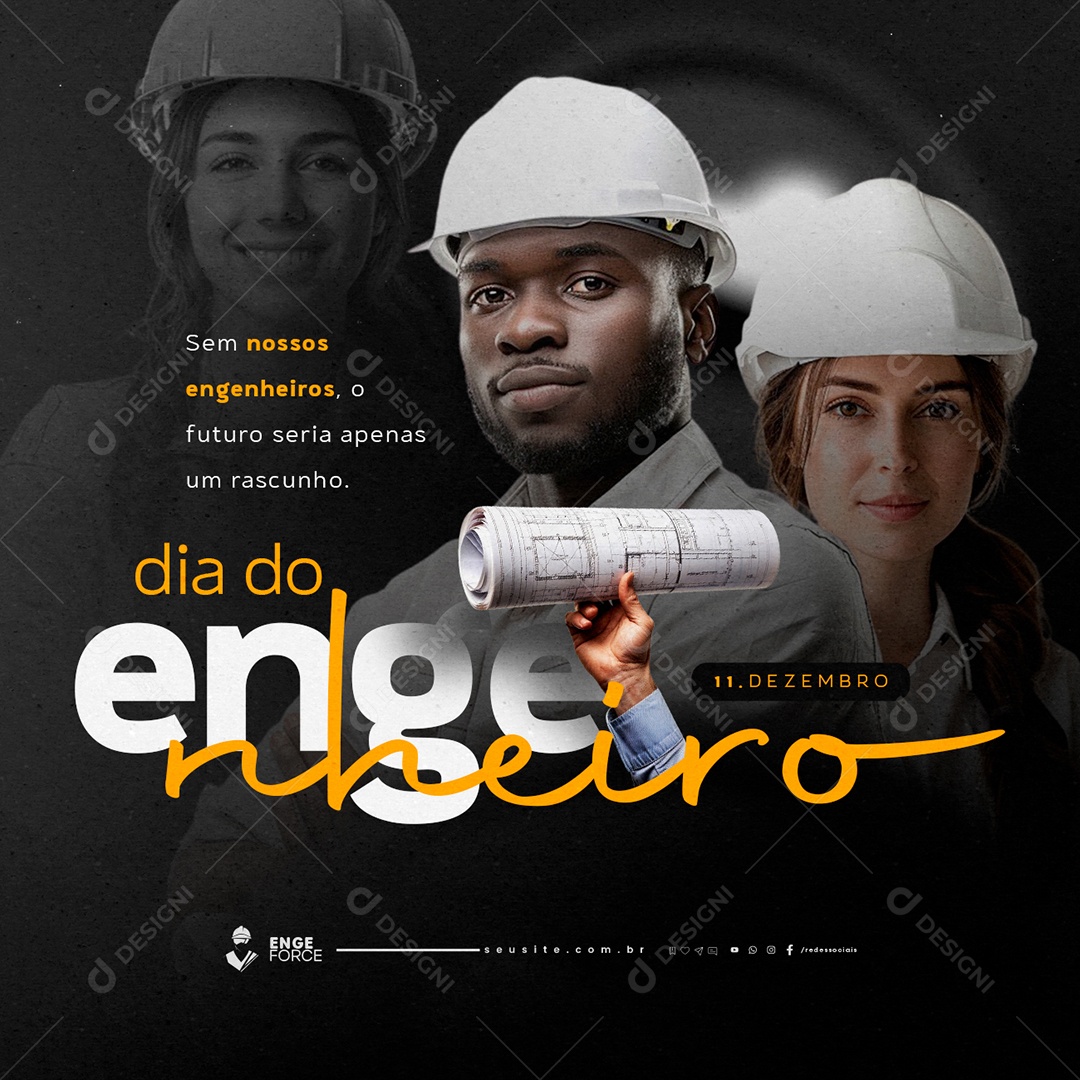 Dia do Engenheiro 11 de Dezembro Social Media PSD Editável