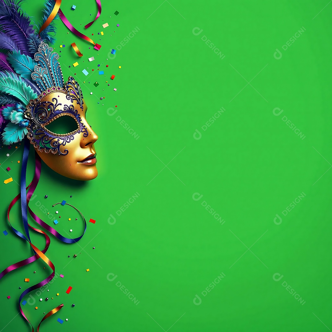 Máscara de baile de carnaval sobre fundo verde