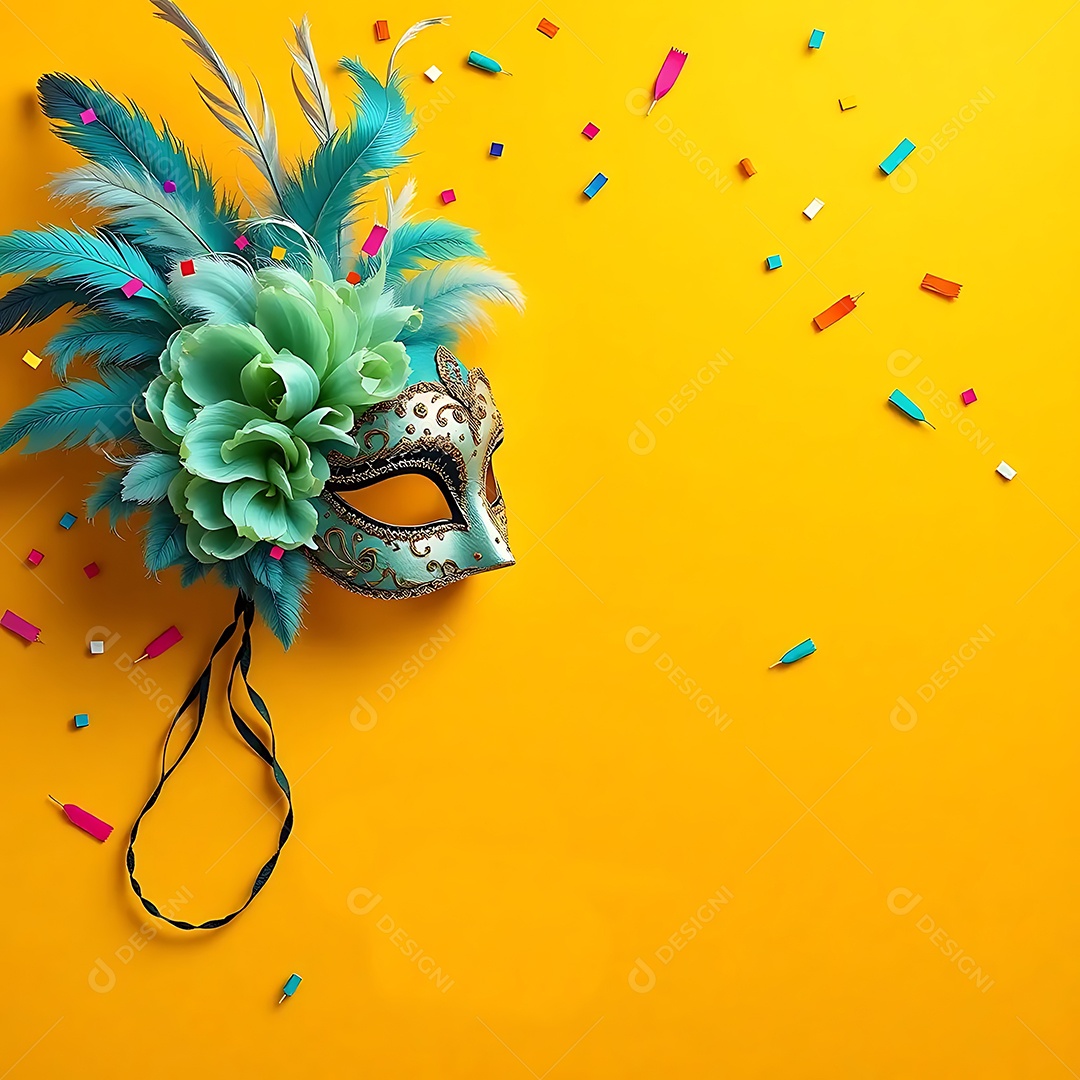 Máscara de baile de carnaval sobre fundo verde