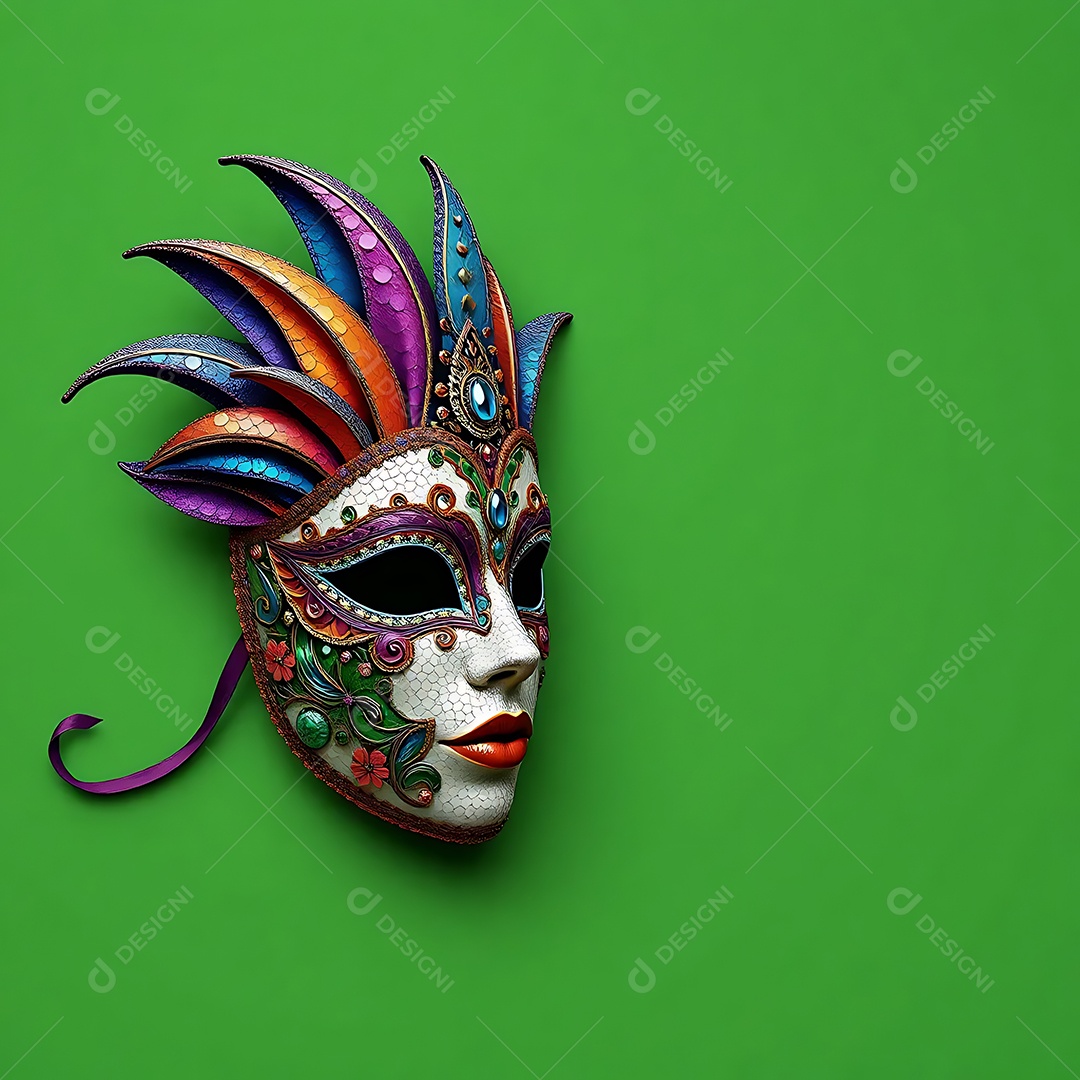 Máscara de baile de carnaval sobre fundo verde