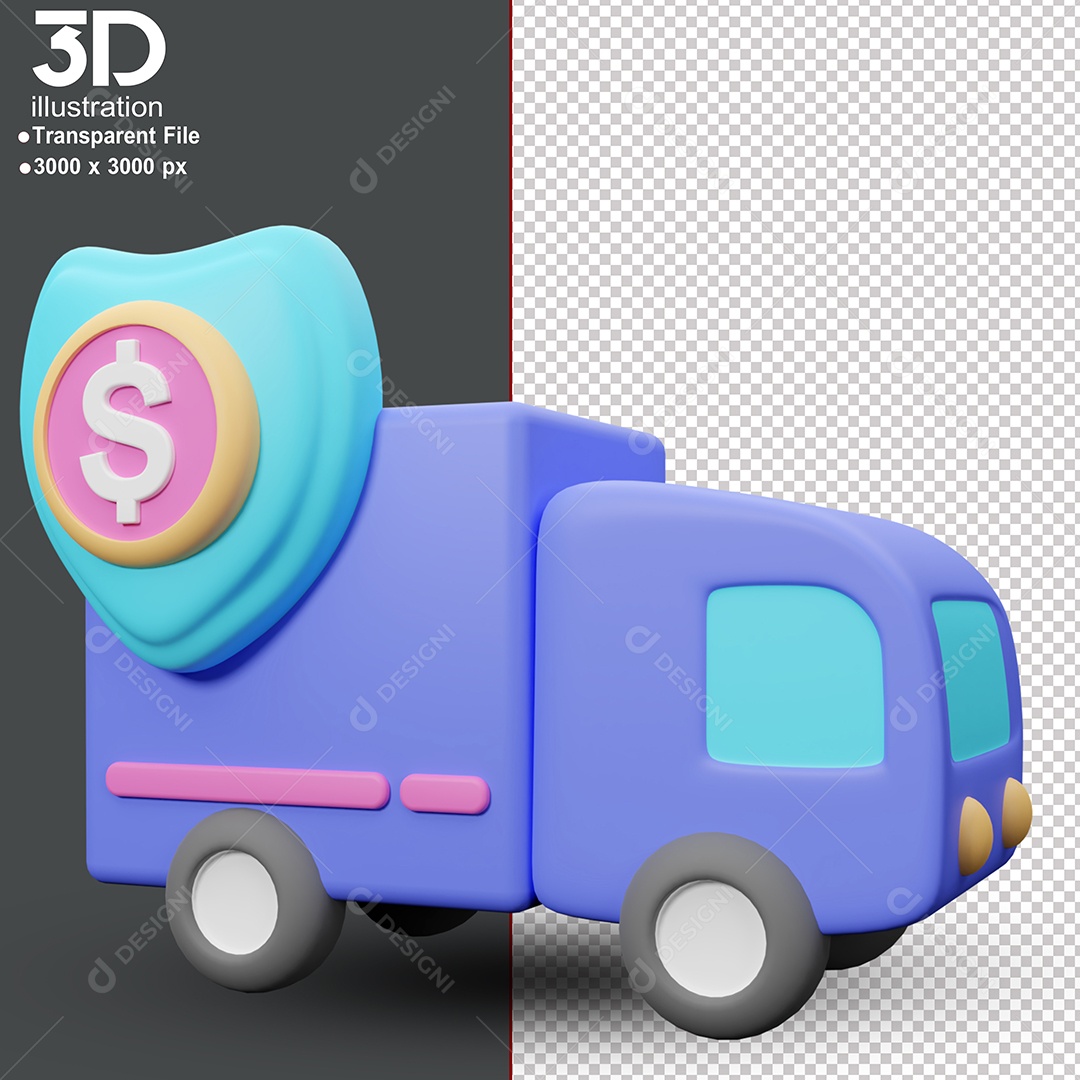Caminhão do Banco Elemento 3D para Composição PSD