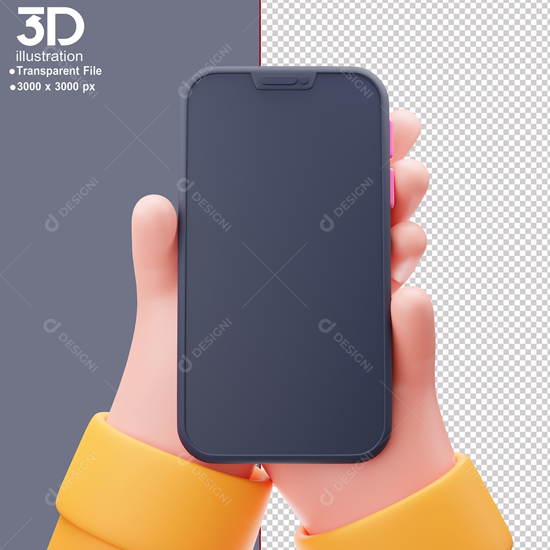 Mão Segurando Celular Elemento 3D Para Composição PSD