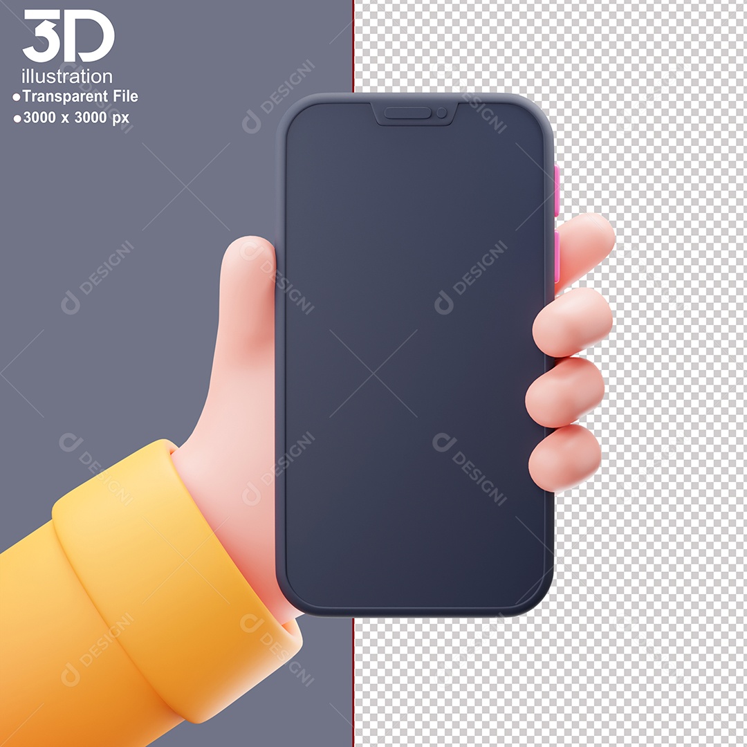 Mão Mexendo em Celular Elemento 3D Para Composição PSD
