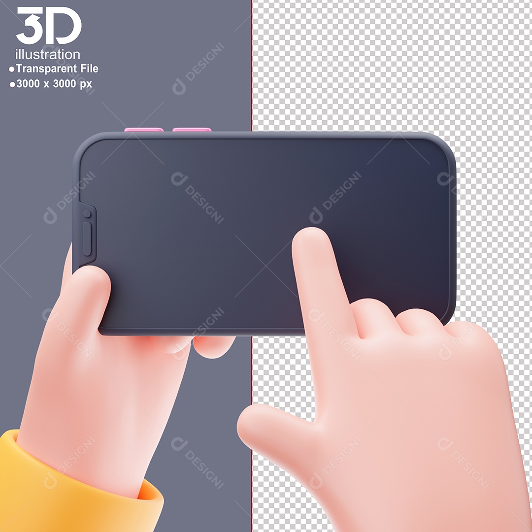 Mão Mexendo em Celular Elemento 3D Para Composição PSD