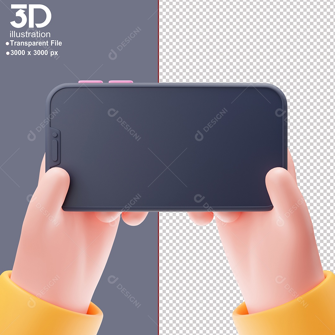 Mão Mexendo em Celular Elemento 3D Para Composição PSD