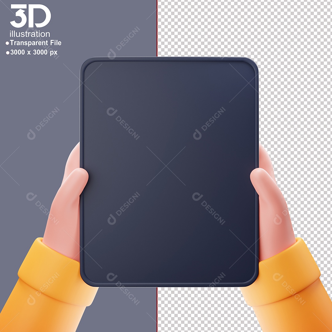 Mão Mexendo em tablet Elemento 3D Para Composição PSD