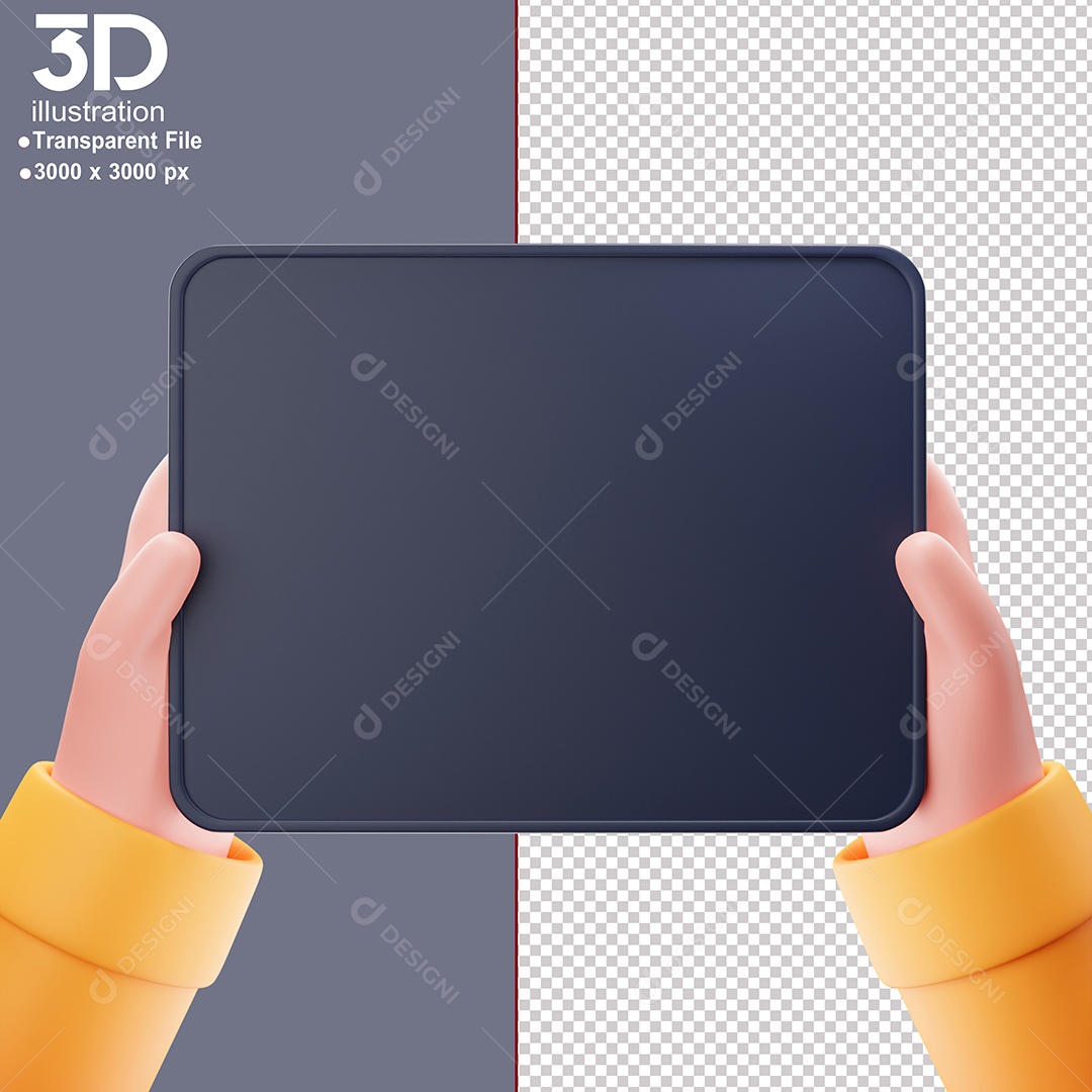 Mão Mexendo em Tablet Elemento 3D Para Composição PSD
