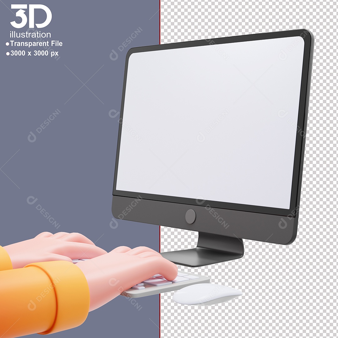 Mão Mexendo em Computador Elemento 3D Para Composição PSD