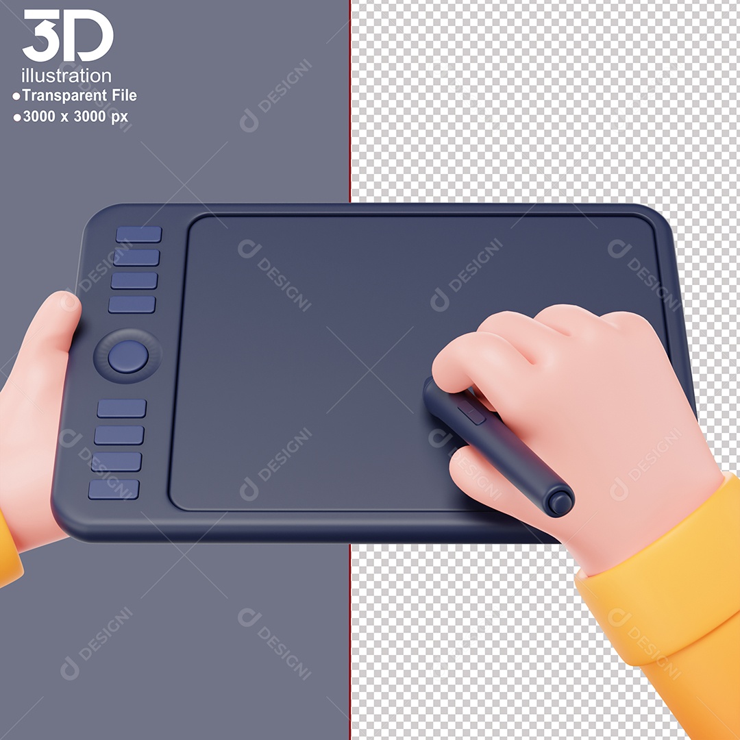 Mão Mexendo em Tablet Elemento 3D Para Composição PSD