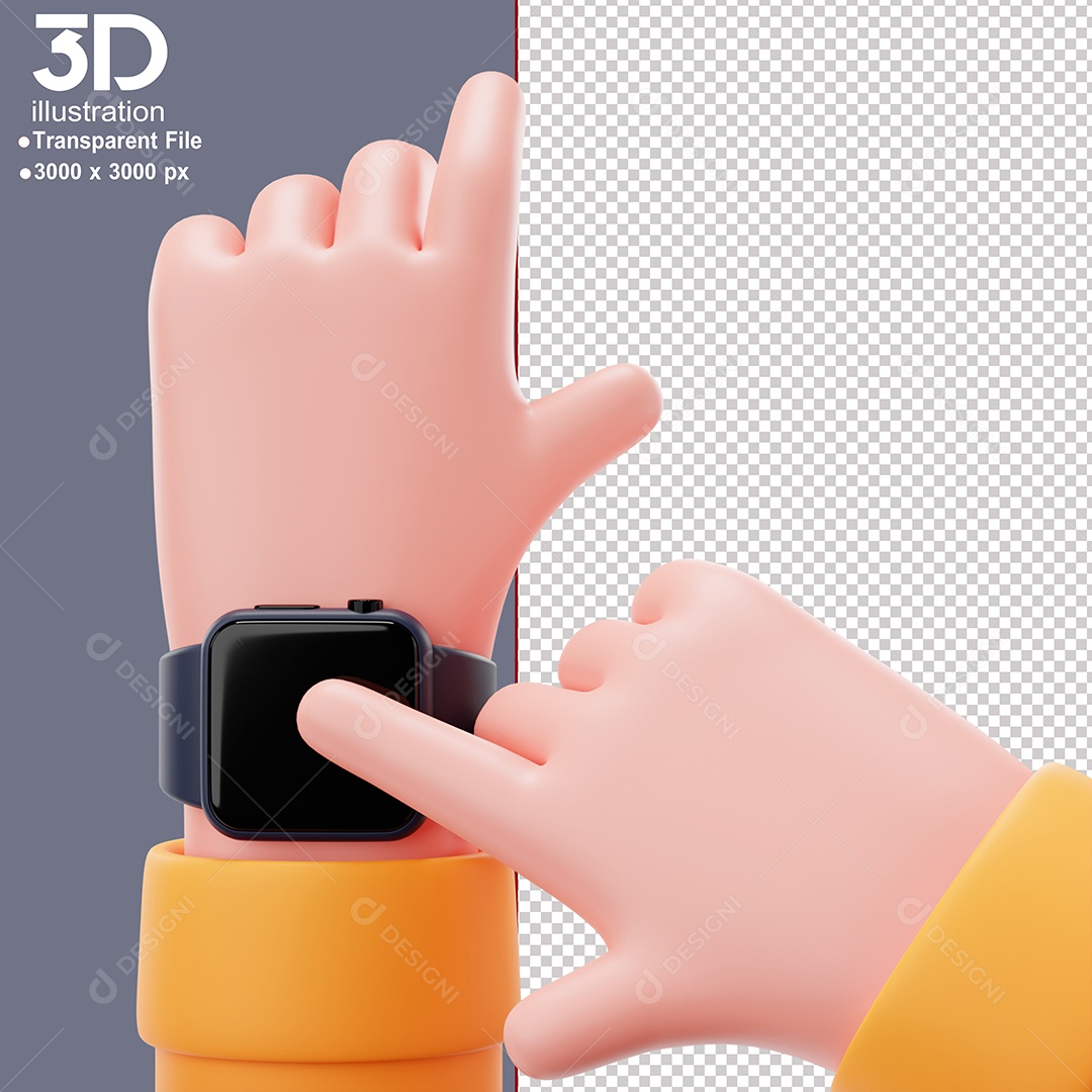 Mão Mexendo em Relógio Elemento 3D Para Composição PSD