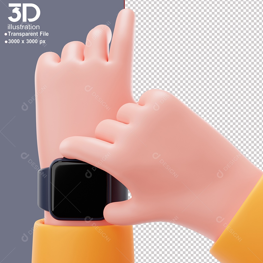 Mão Mexendo em Relógio Elemento 3D Para Composição PSD