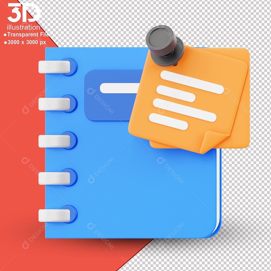 Caderno de Gráficos Elemento 3D para Composição PSD