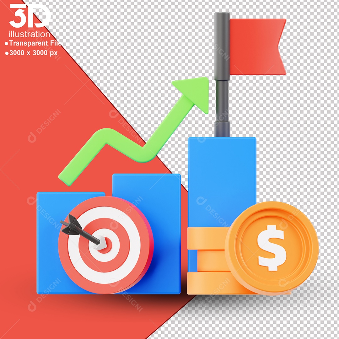 Gráficos Financeiros Elemento 3D para Composição PSD