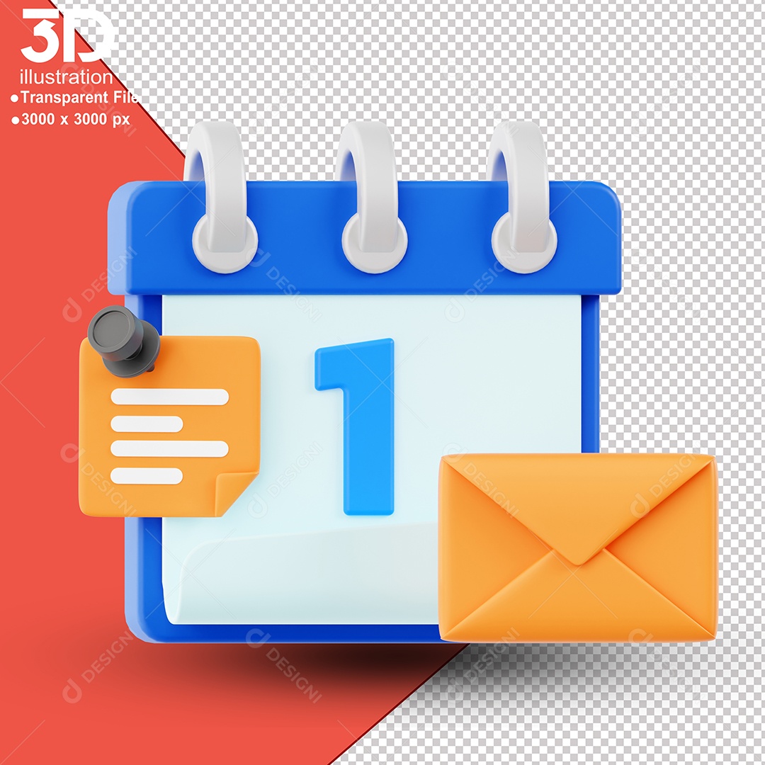 Calendário Dia 1 Elemento 3D Para Composição PSD