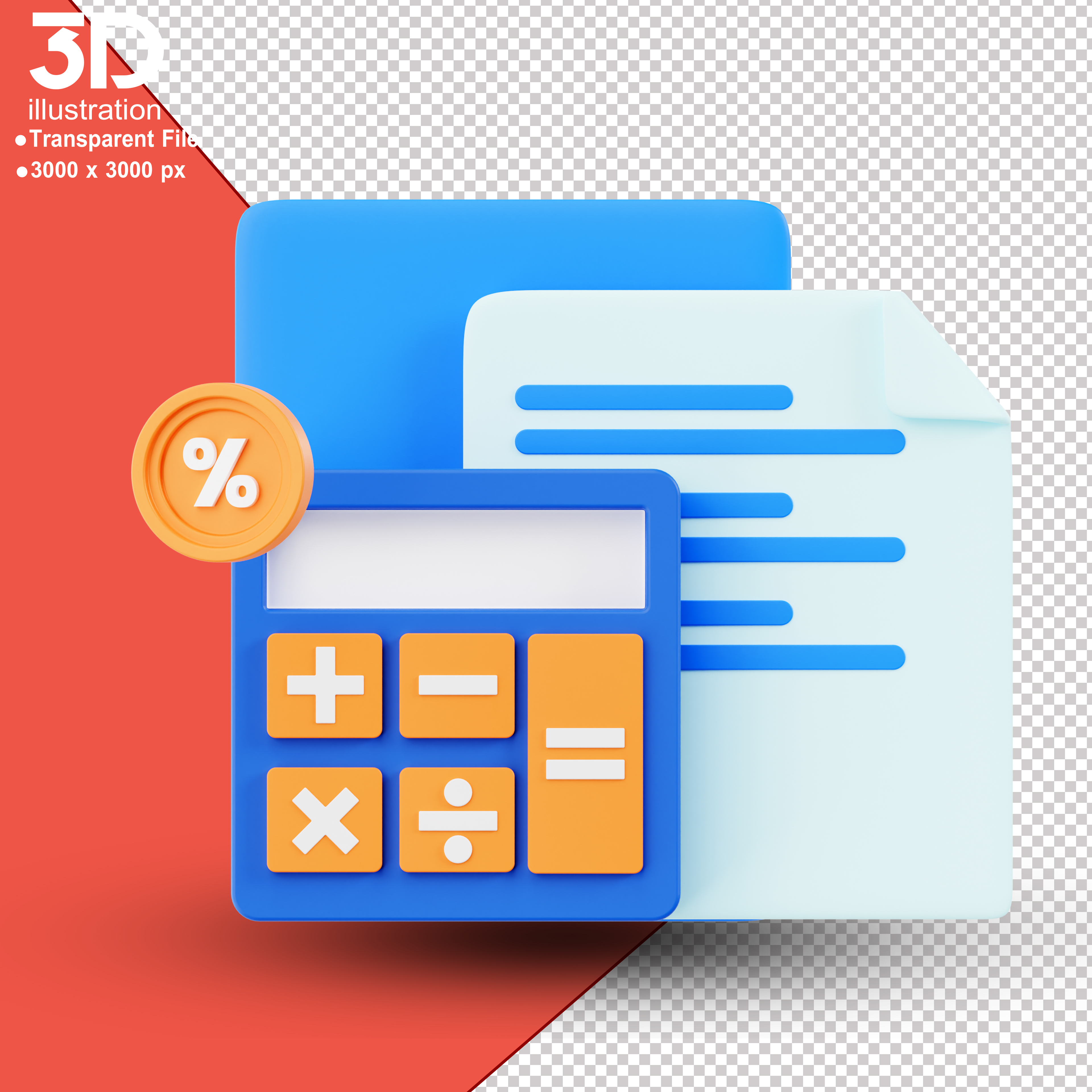 Calculadora Com Relatório Elemento 3D Para Composição PSD