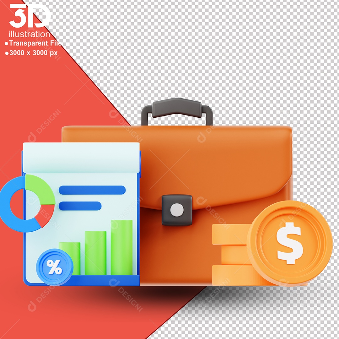 Gráficos Financeiros Elemento 3D para Composição PSD