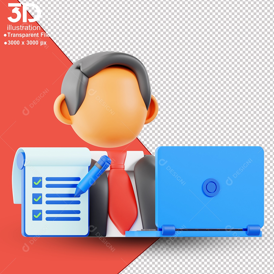 Boneco Fazendo Agendamento Elemento 3D Para Composição PSD