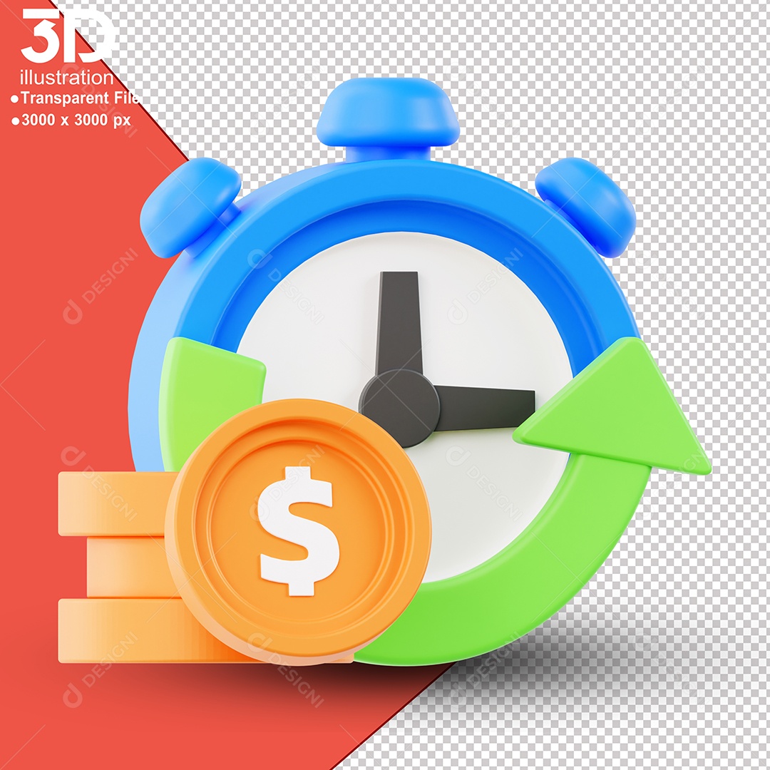 Gerenciador de Tempo e Dinheiro Elemento 3D Para Composição PSD