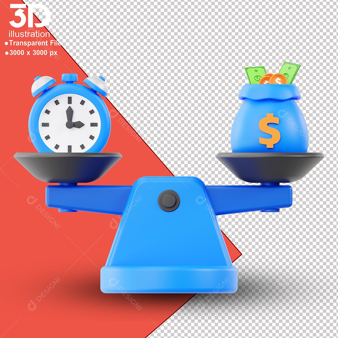 Balança Pesando dois Itens Elemento 3D Para Composição PSD