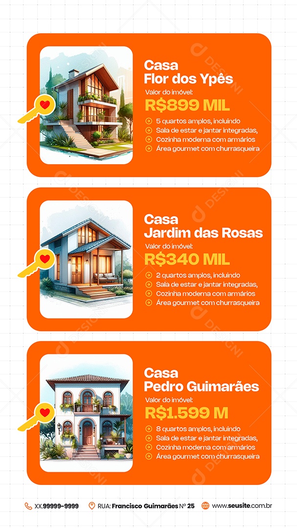 Imobiliária Casa Jardim Das Rosas Social Media PSD Editável