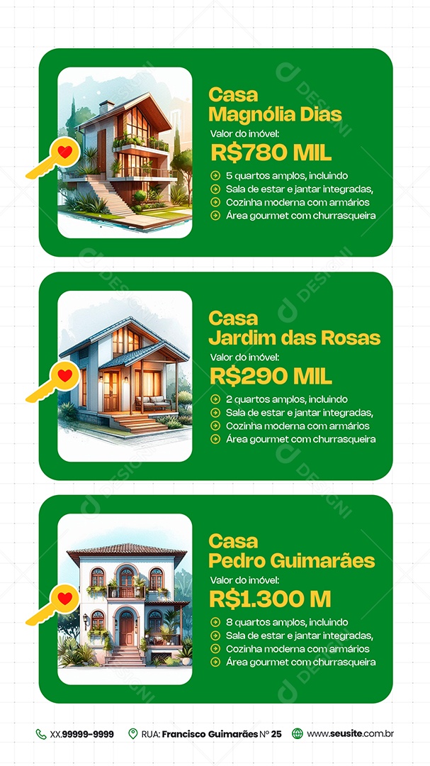 Imobiliária Casa Jardim Das Rosas Social Media PSD Editável