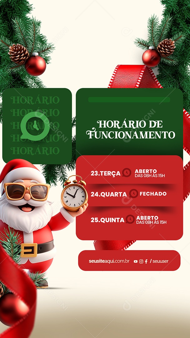Story Horário de Funcionamento Natal Social Media PSD Editável