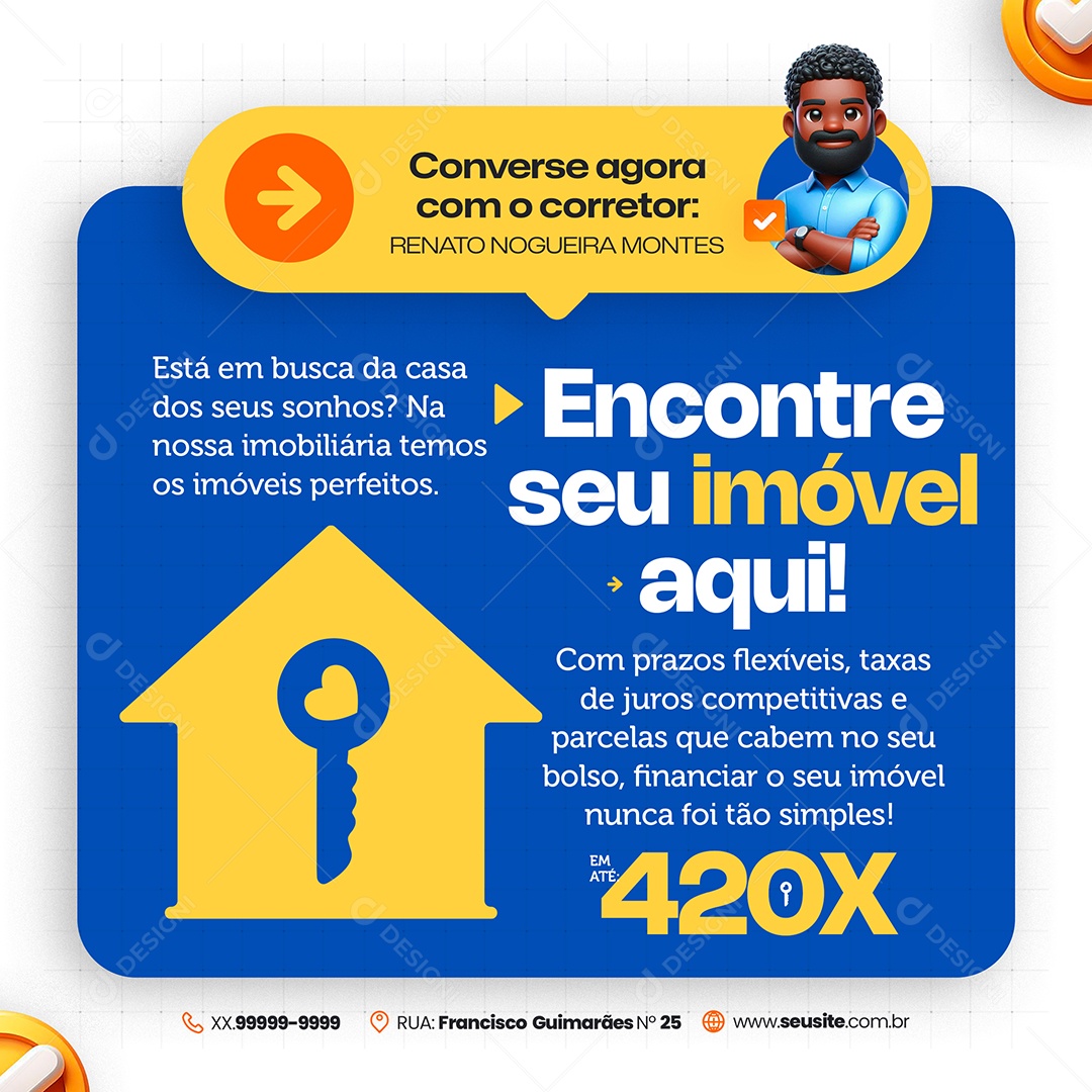 Imobiliária Encontre Seu Imovél Social Media PSD Editável