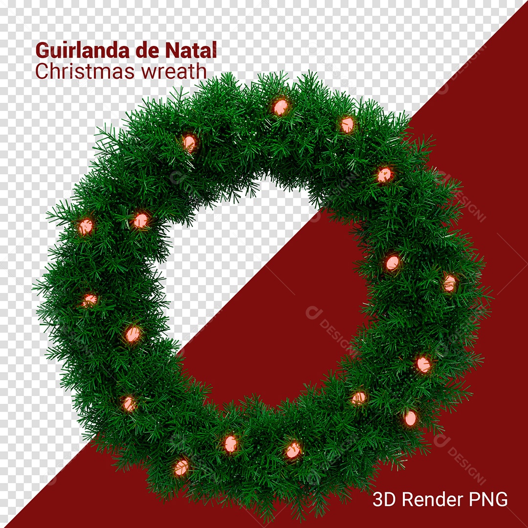 Guirlanda Enfeite de Natal Elemento 3D Para Composição PSD