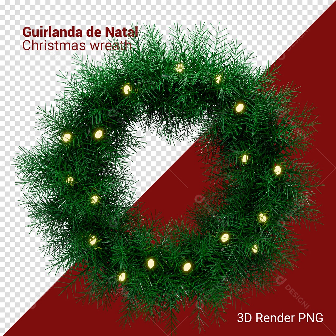 Guirlanda Enfeite de Natal Elemento 3D Para Composição PSD