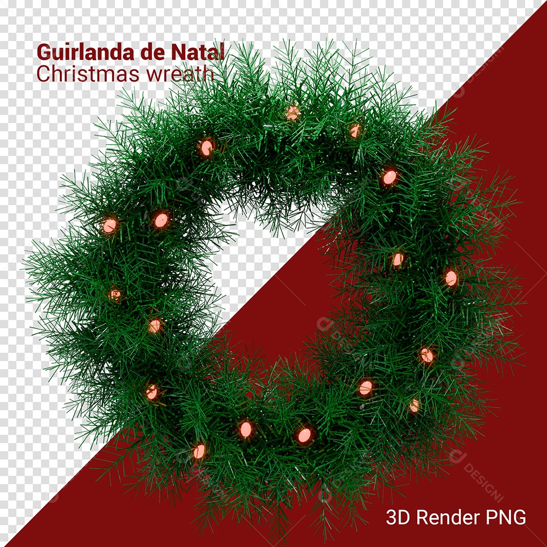 Guirlanda Enfeite de Natal Elemento 3D Para Composição PSD