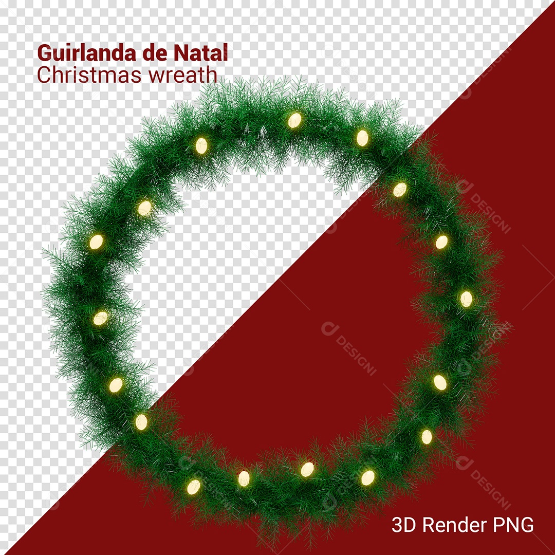 Guirlanda Enfeite de Natal Elemento 3D Para Composição PSD