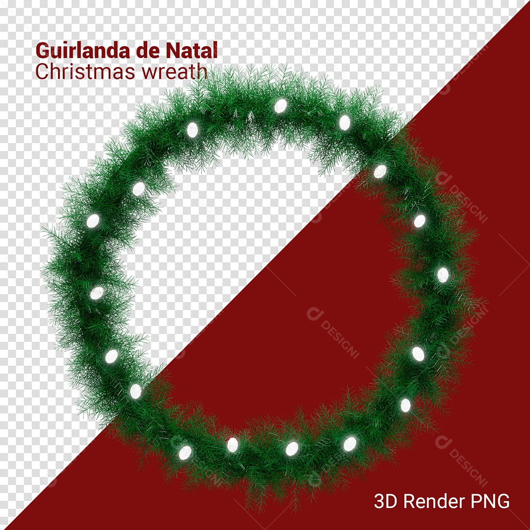Guirlanda Enfeite de Natal Elemento 3D Para Composição PSD
