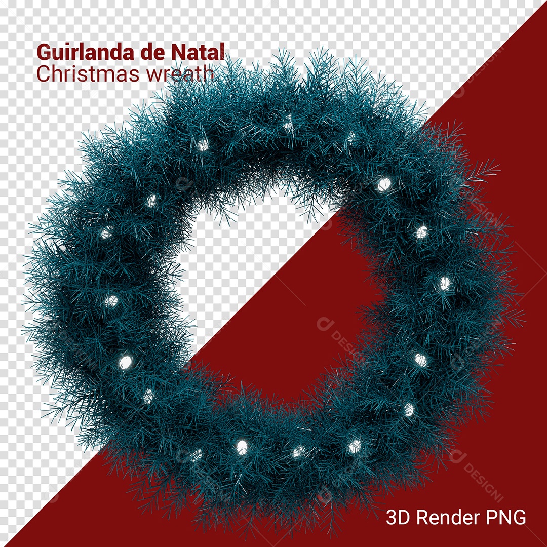 Guirlanda Enfeite de Natal Elemento 3D Para Composição PSD