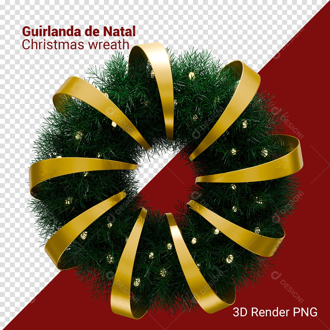 Guirlanda Enfeite de Natal Elemento 3D Para Composição PSD