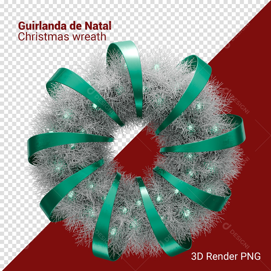 Guirlanda Enfeite de Natal Elemento 3D Para Composição PSD