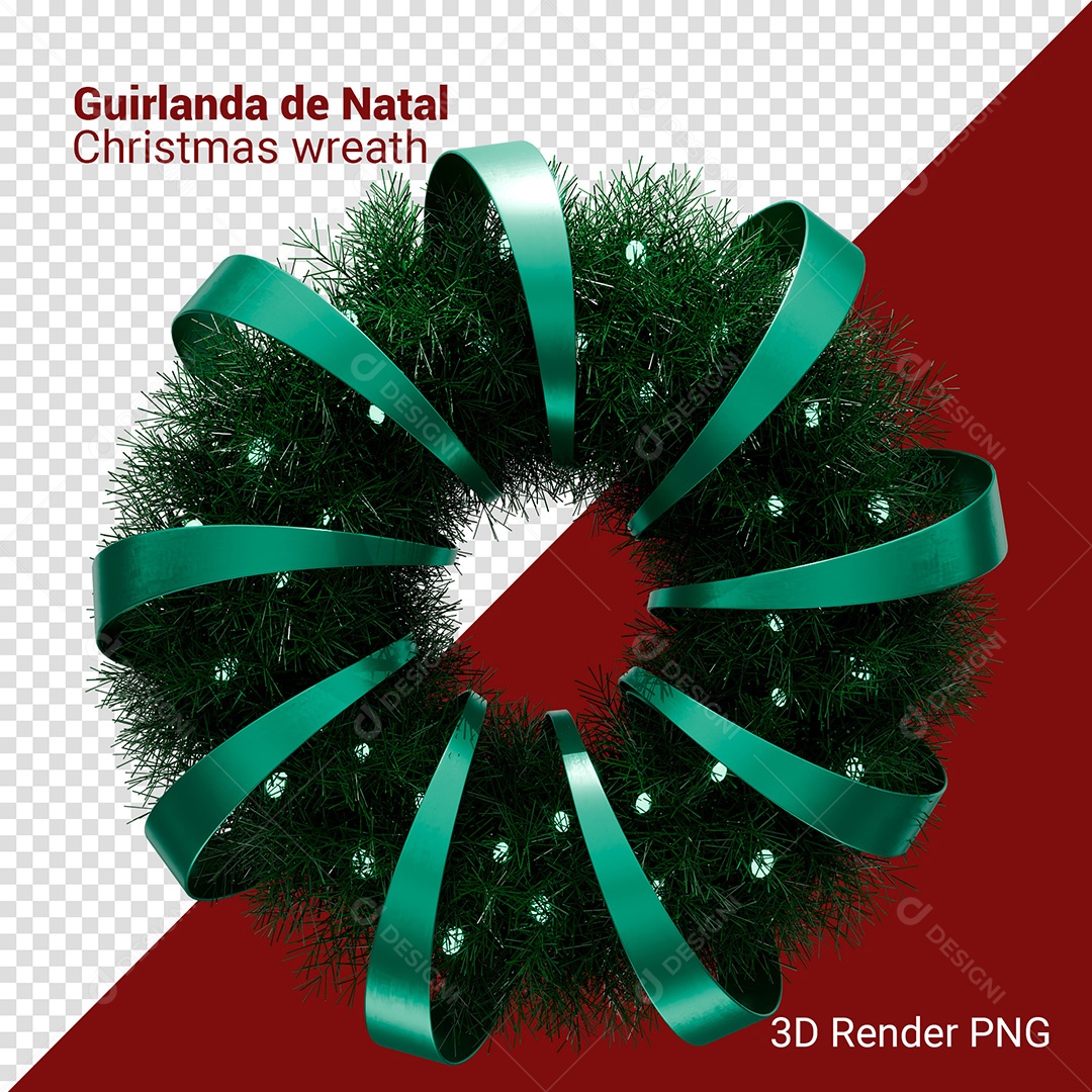 Guirlanda Enfeite de Natal Elemento 3D Para Composição PSD