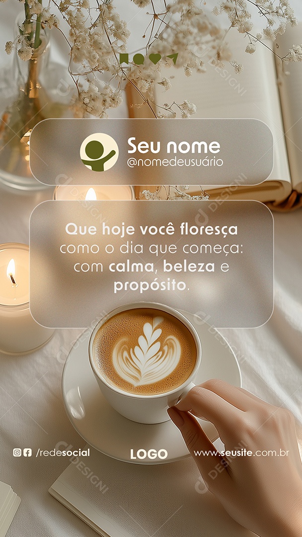 Story Frase motivacional Bom Dia Social Media PSD Editável