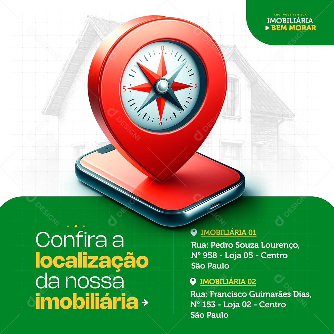 Imobiliária Confira Nossa Localizaçao Social Media PSD Editável