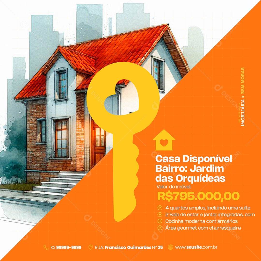 Imobiliária Casa Disponível Social Media PSD Editável