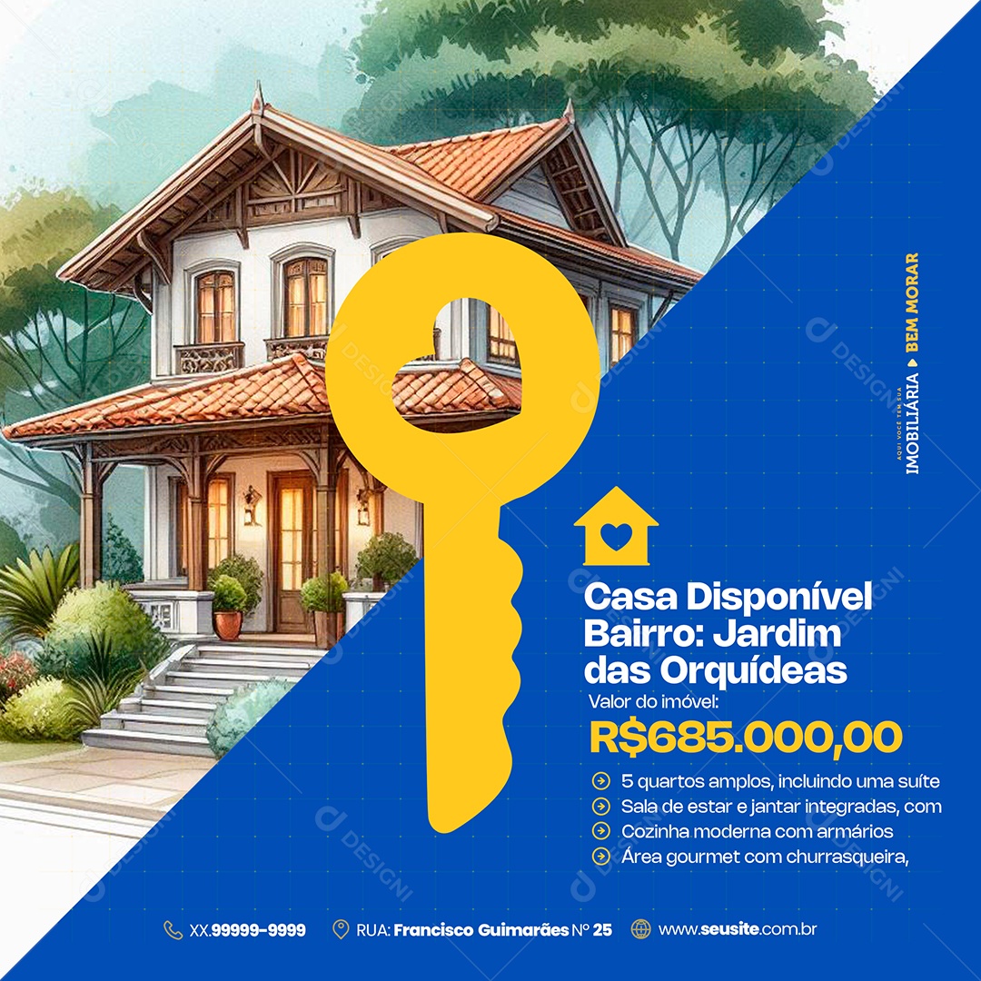 Imobiliária Casa Disponível Social Media PSD Editável