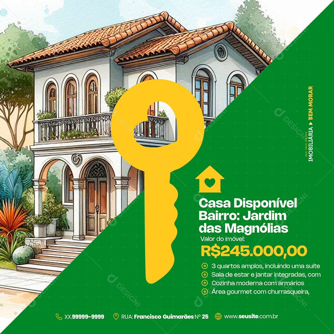 Imobiliária Casa Disponível Social Media PSD Editável