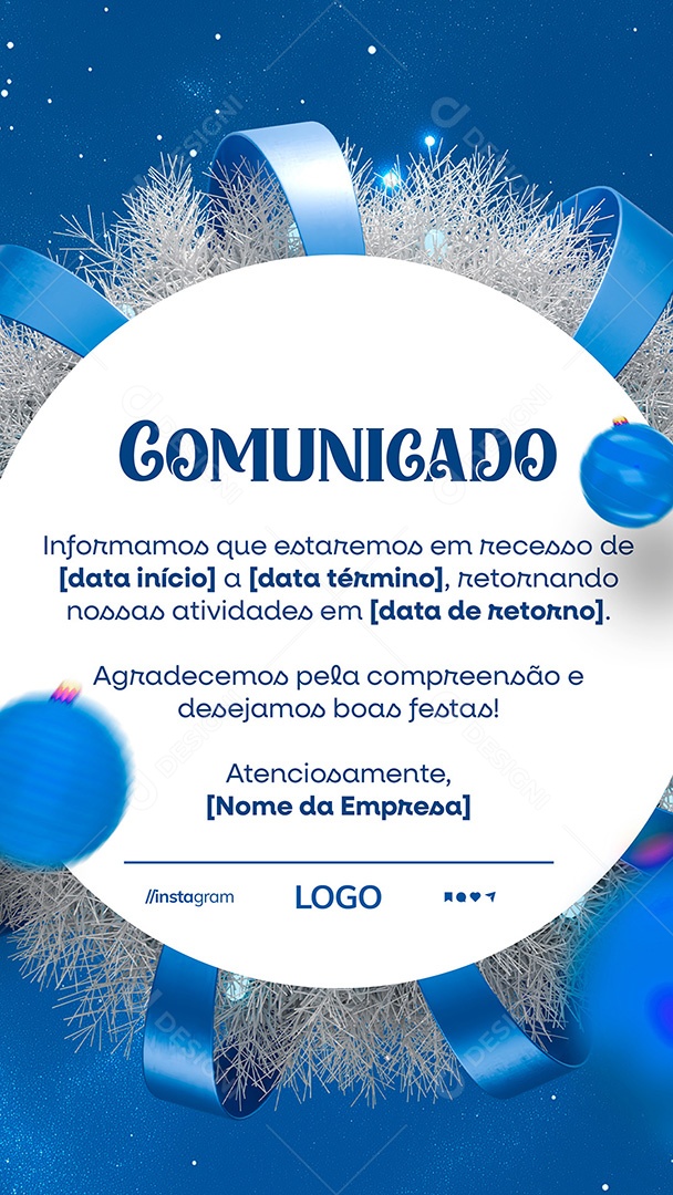 Story Aviso Recesso Natal Social Media PSD Editável