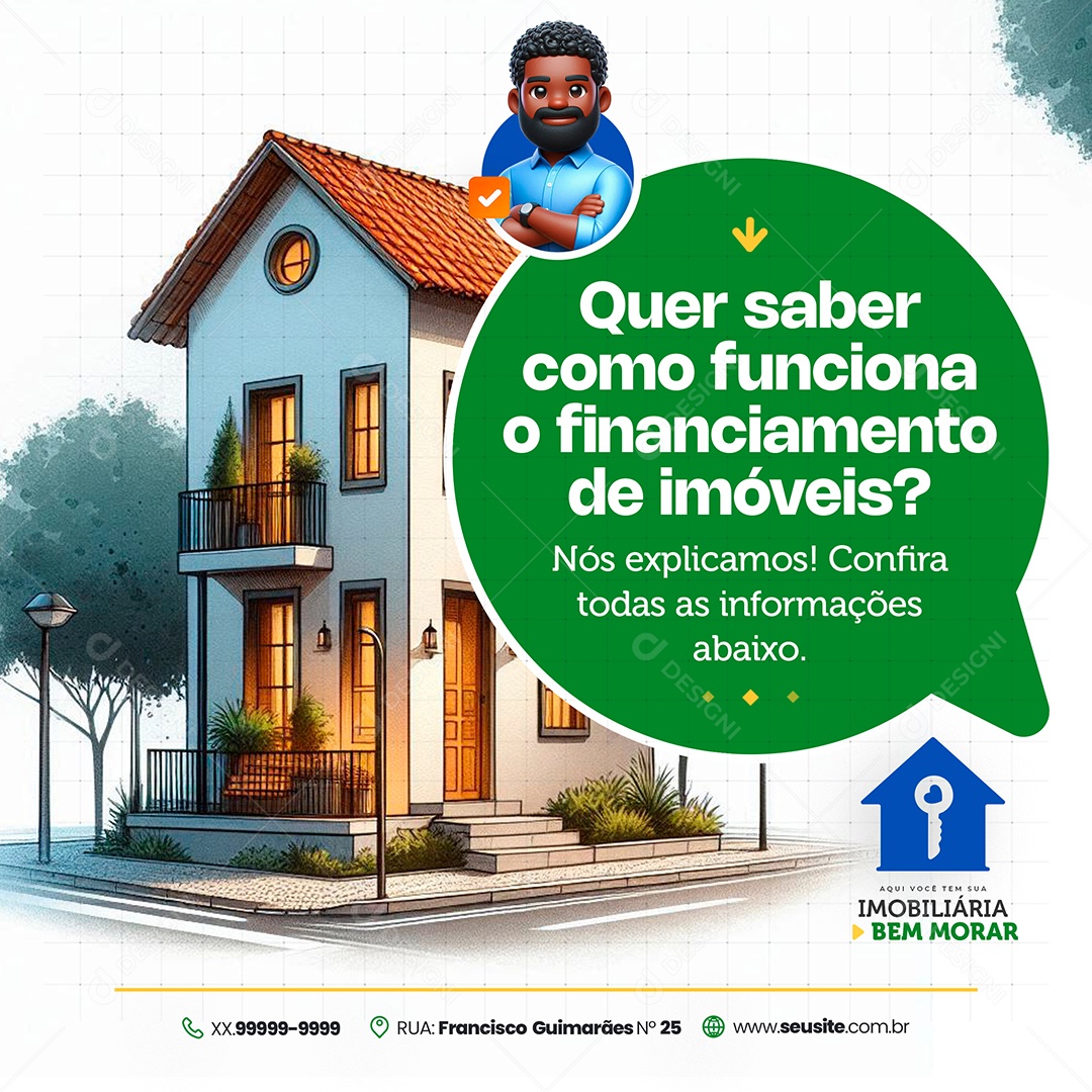 Imobiliária Como Funciona Social Media PSD Editável