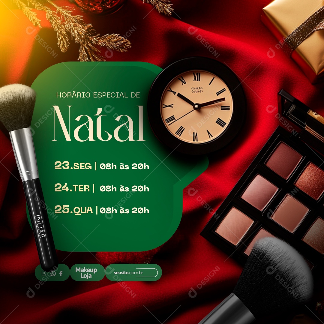 Maquiadora Horário Especial de Natal Social Media PSD Editável