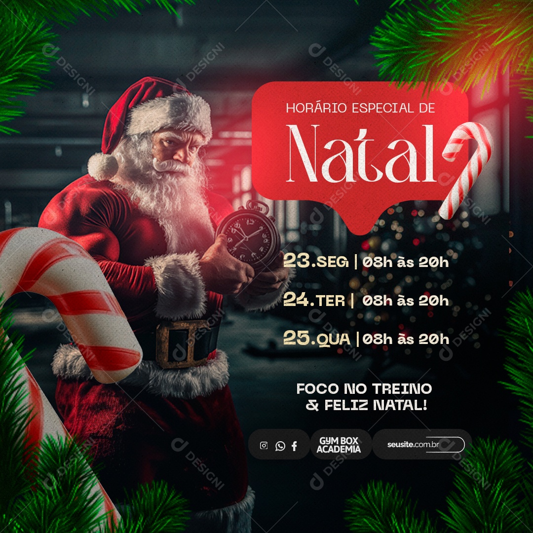 Academia Horário Especial de Natal Social Media PSD Editável