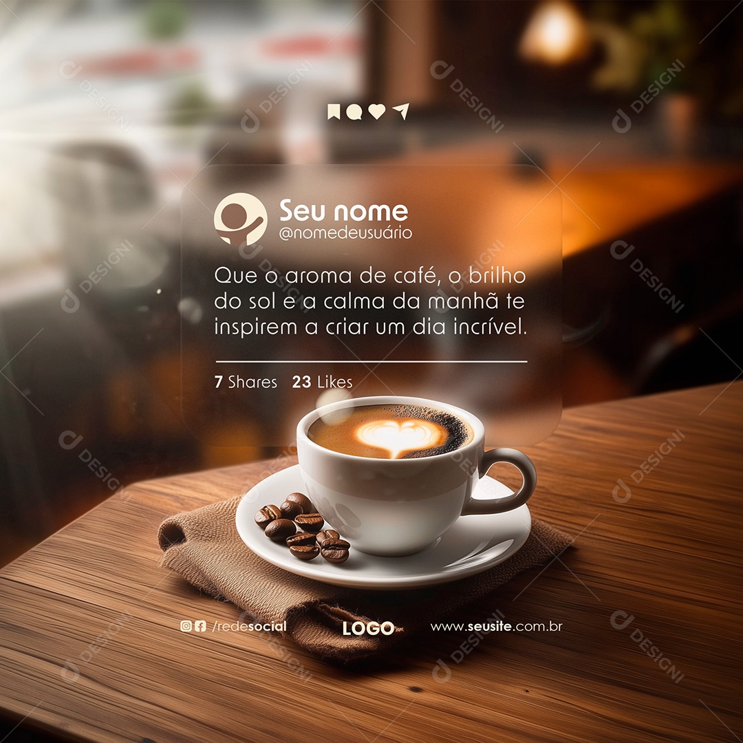 Frase motivacional Bom Dia Social Media PSD Editável